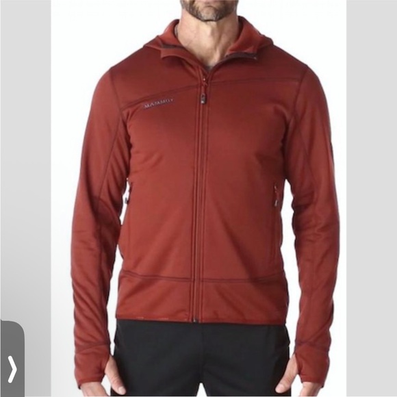 MAMMUT Borah Polartec Fleece Hoodie Jacket Men’s Retro Rust Burnt Orange EUC L - Picture 1 of 6